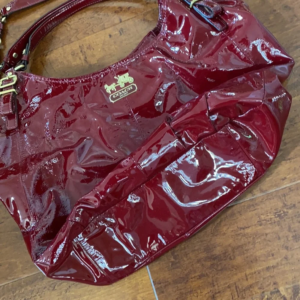 Coach Madison Burgundy Patent Leather Satchel - Picture 6 of 15